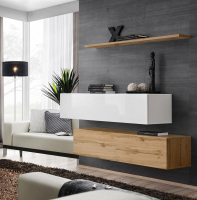 Arredamento designer Braun 2x armadio a parete mobile in legno set mobili da soggiorno di lusso