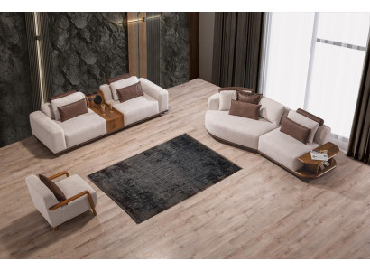 Beige set di divani moderni di lusso 3+2 posti con pouf poltrona set da 3 pezzi.