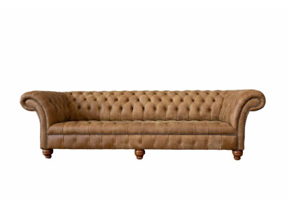 Divano 4 posti Chesterfield imbottito Design lussuoso in legno nuovo