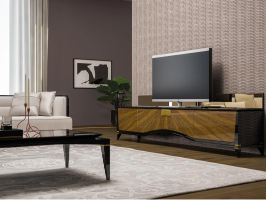 Arredamento moderno per soggiorno, mobile porta TV, design, mobile TV in legno, nuovo.