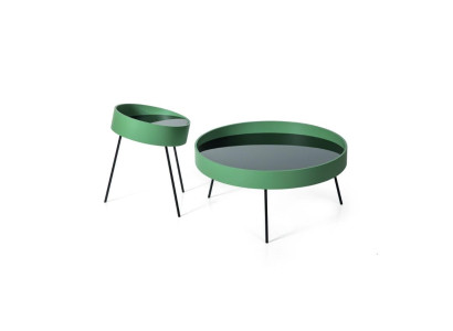 2x Tavolino da salotto Forma rotonda Design Soggiorno Nuovo colore verde Stile mobili