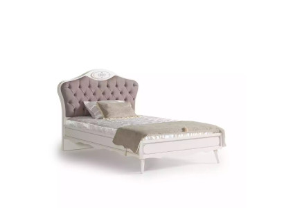 Letto Chesterfield 100 cm Struttura letto in tessuto grigio di lusso Letto per ragazzi in legno