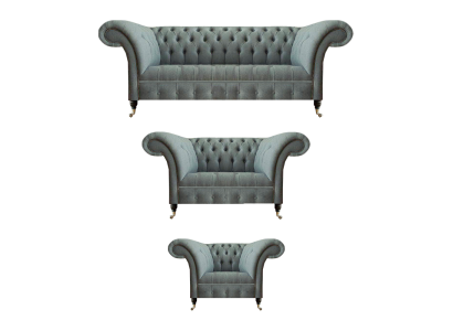 Chesterfield Grigio Set di divani di lusso 3 pezzi Soggiorno Moderno Arredamento