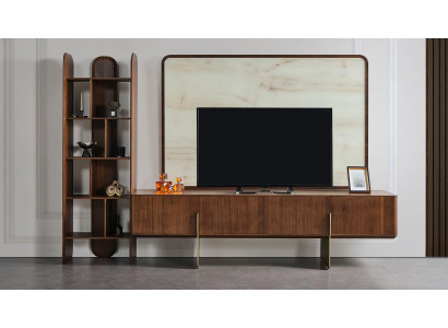 3 pezzi Set soggiorno moderno Libreria TV Lowboard e cornice TV nuovo