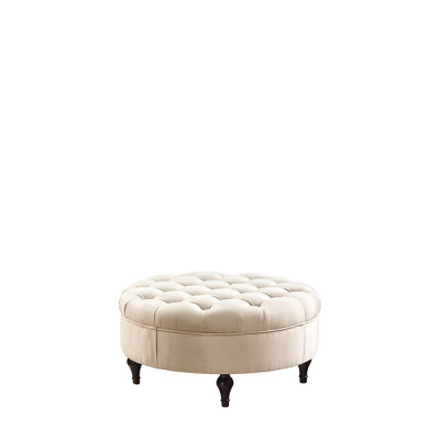 Pouf rotondo Chesterfield imbottito Pouf poggiapiedi Ottomana Divano rotondo Nuovo da appoggio