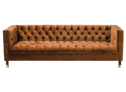 Arancione Divano Chesterfield in Tessuto Tessuto Divani di Lusso a 4 Posti