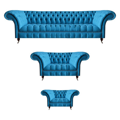 Azzurro cielo Chesterfield set di lusso Mobili seduta di design Divani