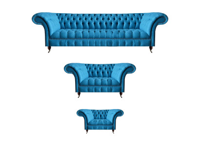 Azzurro cielo Chesterfield set di lusso Mobili seduta di design Divani