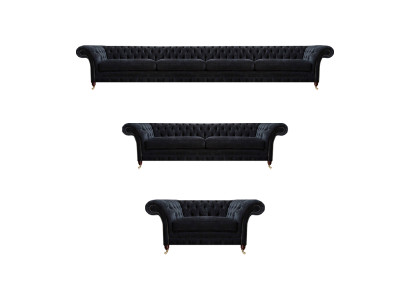 Chesterfield divano in tessuto nero quattro posti divano a due posti poltrona